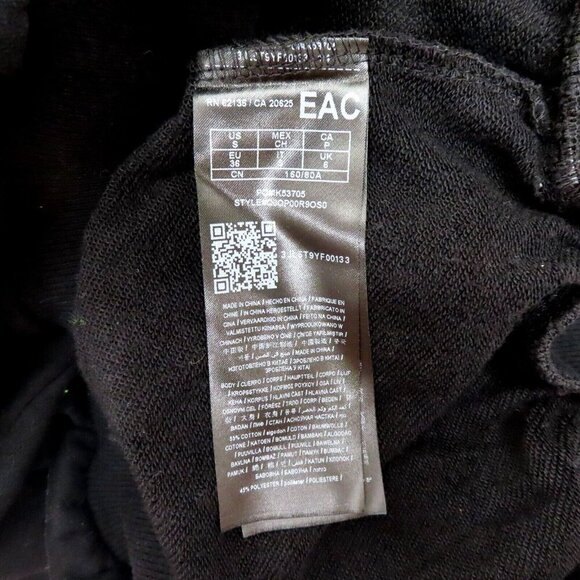 GUESS Womens Small Solid Black Embroidered Logo Collar Long Sleeve Sweatshirt - Picture 7 of 10